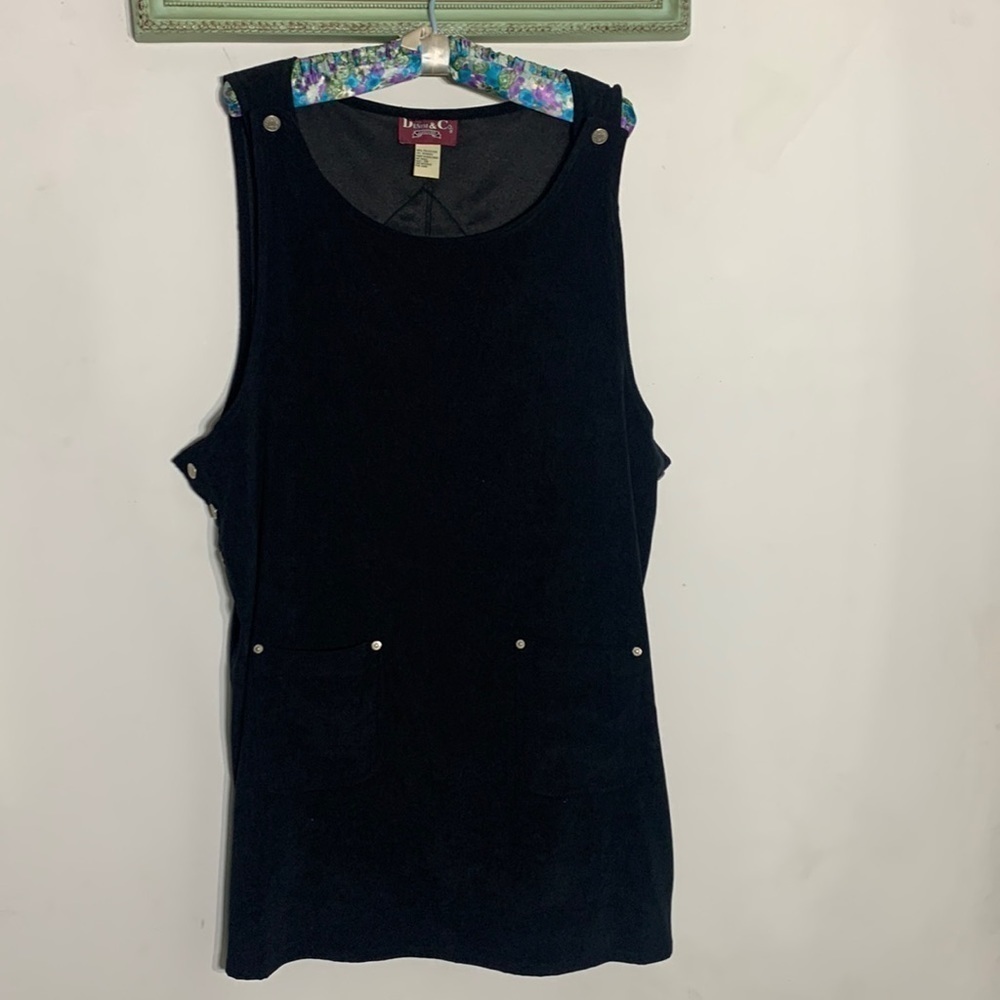 Denim & Co mini jumper dress faux suede black nior women’s plus size 2X